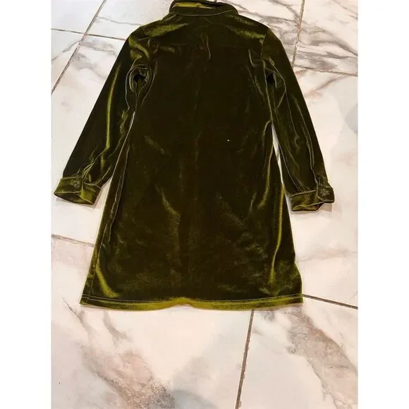 Blush Mark Women's Green Velvet Button-Up Mini Dress Size M - Picture 7 of 8